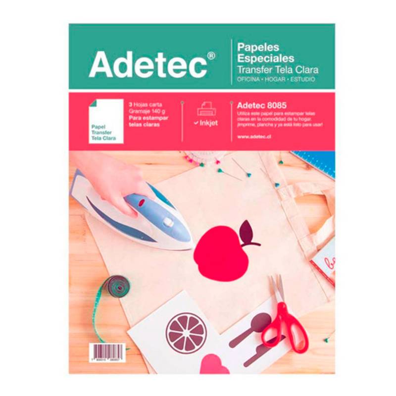 ADETEC Papel Transfer Para Telas (ropa) Claras Para Impresoras Inkj |  