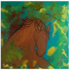 ARIVLE - Cuadro tela óleo caballo Abstracto