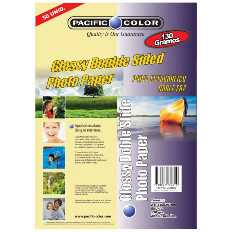 Pacific Color Papel Glossy Fotografico Doble Faz 130gr 50 Hojas A4 2516