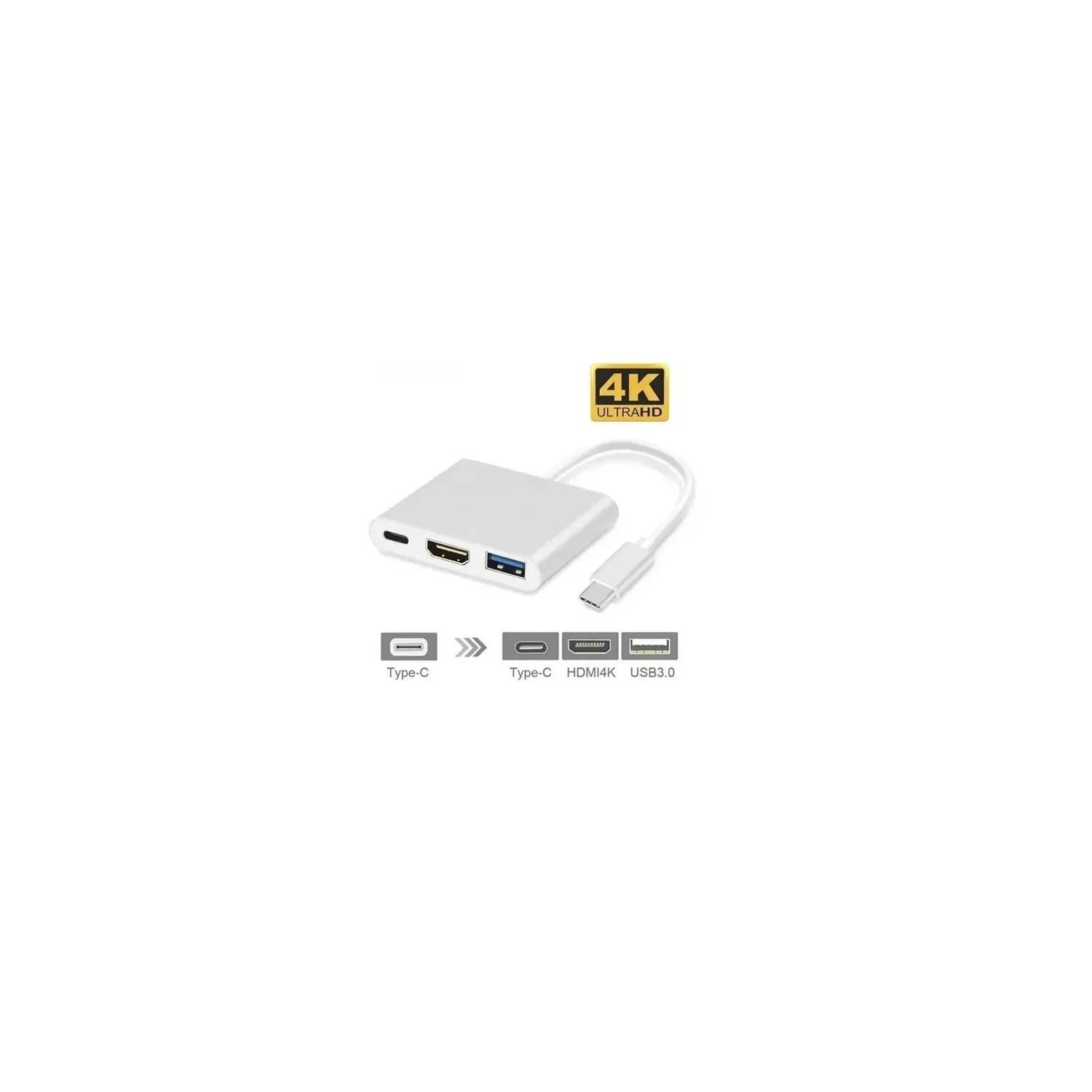 Adaptador USB C a HDMI 4K/30Hz + 3 USB 3.0/5Gbps Fiddler