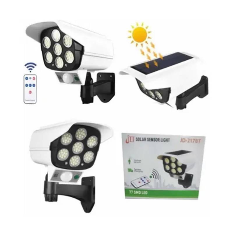 FELIZ Camara Seguridad Falsa Foco Led Solar Sensor Movimiento Luz