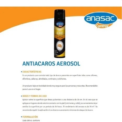 Insecticida Anasac Antiacaros 400 cc