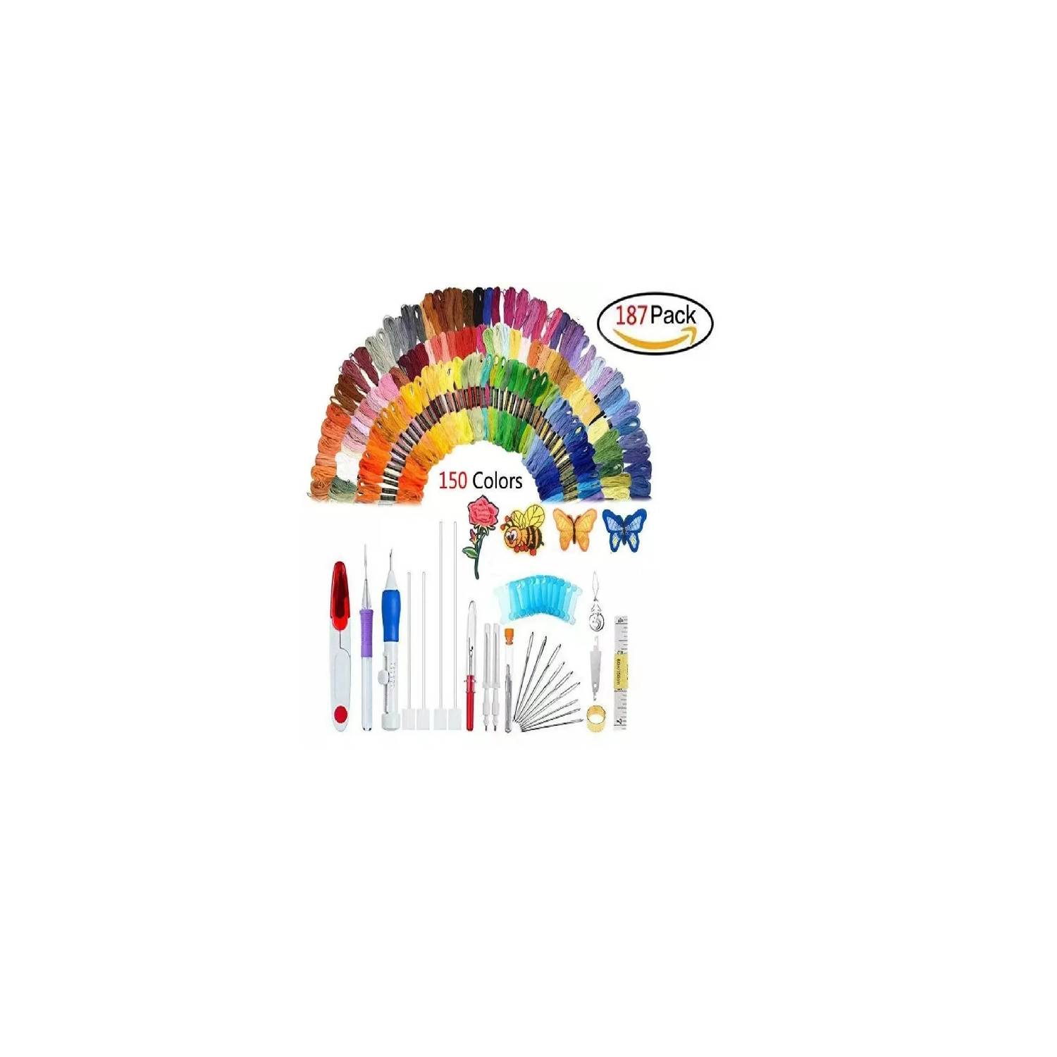 GENERICO Kit 187 Pcs Aguja Magica E Hilos Para Bordar 150 Colores