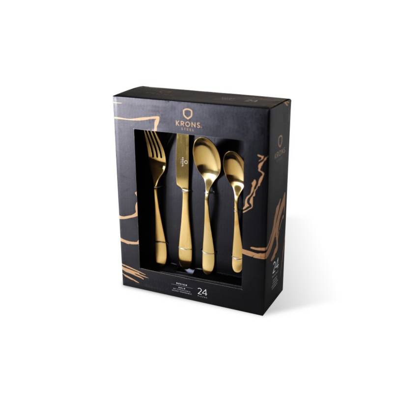 KRONS - Set de cuchillería 24 piezas gold Krons