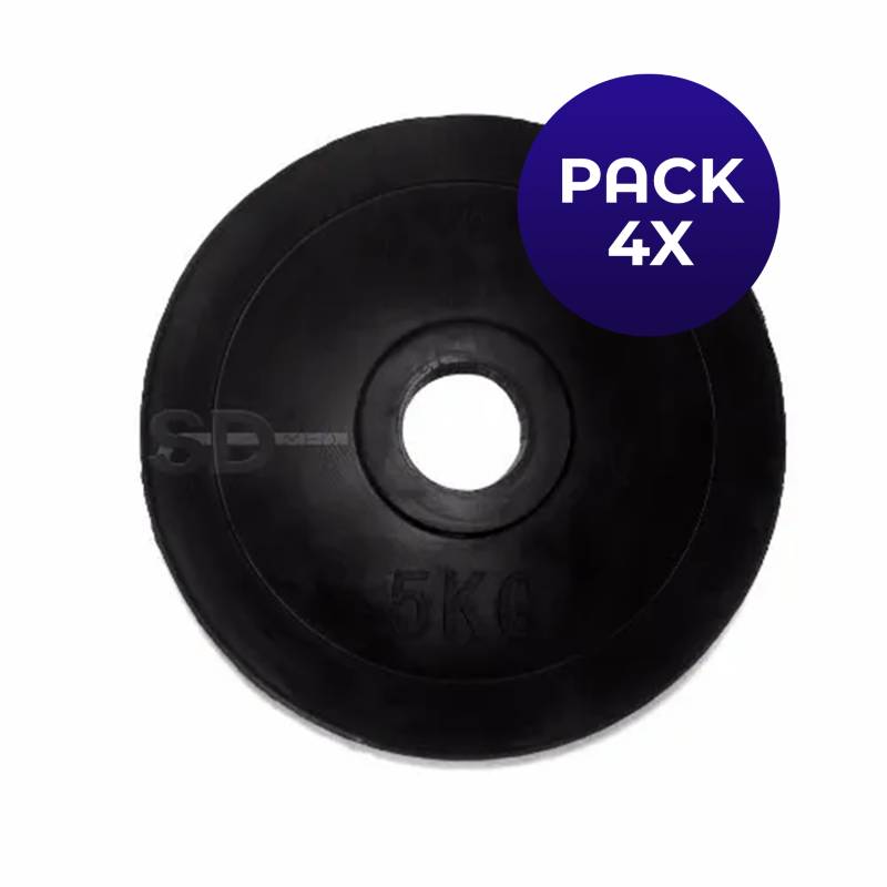 SDFIT - Disco Engomado 5 KG para Barra Pre Olímpica Eco Rubber Pack4