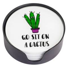 MALLORCA - Set de Posavasos Cactus Go Sit Circular 7 Piezas