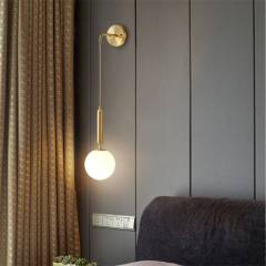 MMDH - Lámpara de pared de vidrio para sala de estar moderna B- Dorado