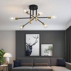 MMDH - Lámpara de techo moderna de lujo para el hogar -Negro Dorado 6