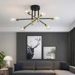 MMDH - Lámpara de techo moderna de lujo para el hogar -Negro Dorado 6
