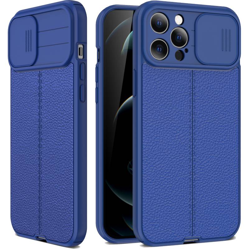 GKK - Carcasa Para: iPhone 13 Mini - Litchi / Azul