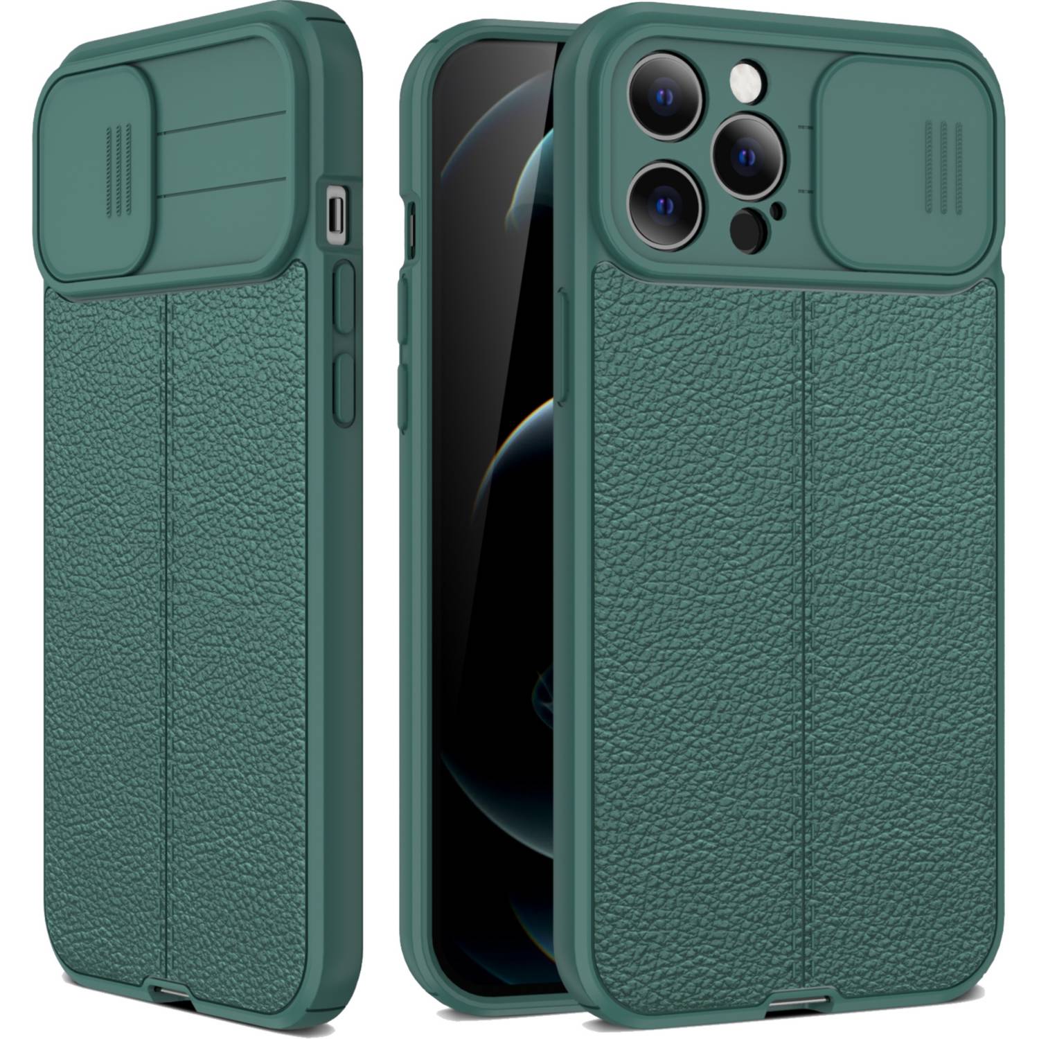 GKK Carcasa Para: iPhone 13 Mini - Litchi / Verde