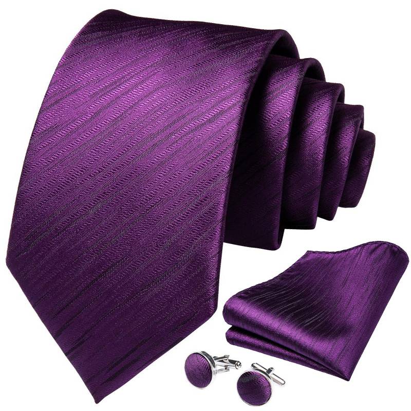 SONEC - Corbata hombre paño y colleras Dark violet.