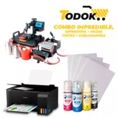 GENERICO - Kit Sublimadora 8 En 1 + Impresora + Hojas + Tintas/ Todokcl