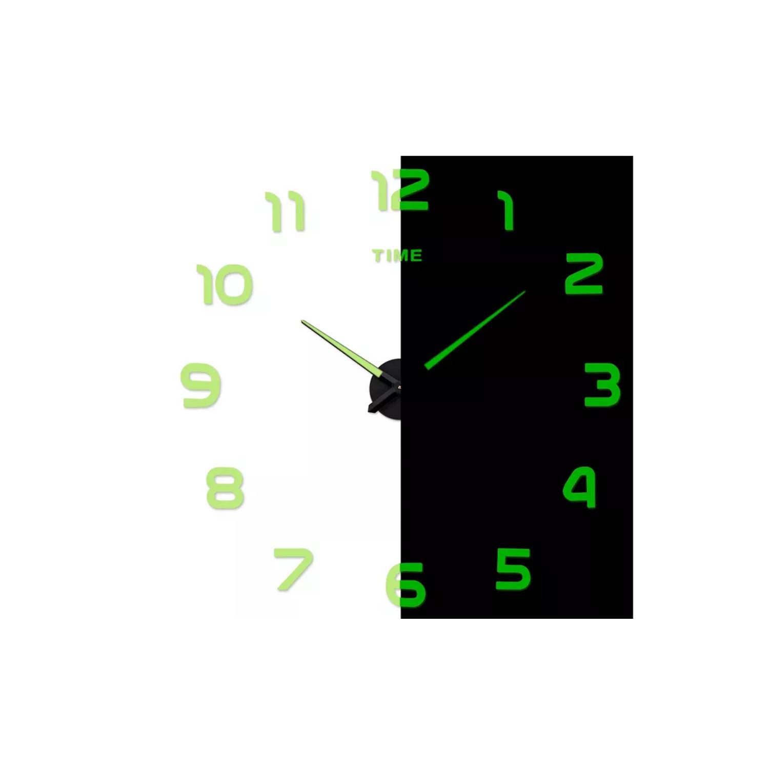 GENERICO Reloj Pared 3d Adhesivo Fluorescente Grande 120 Cm Diámetro