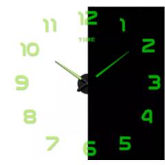 GENERICO - Reloj Pared 3d Adhesivo Fluorescente Grande 120 Cm Diámetro