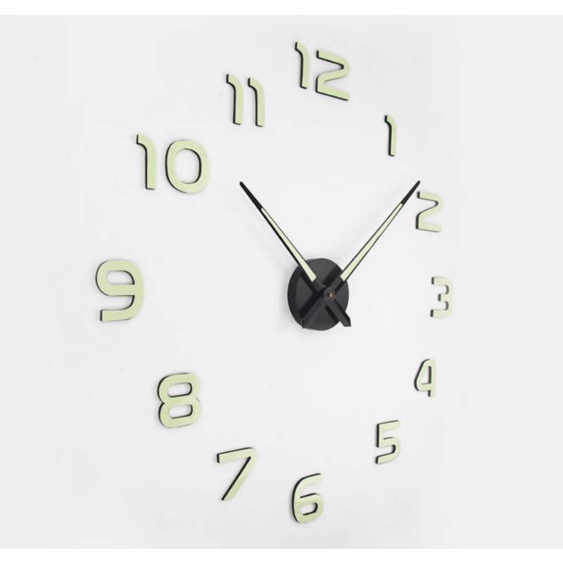 GENERICO Reloj Pared 3d Adhesivo Fluorescente Grande 120 Cm