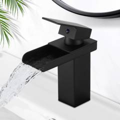 HOME NEAT - Grifo mezclador monomando llave para baño 20cm - Negro