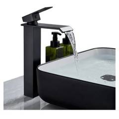 HOME NEAT - Grifo monomando mezclador cascada llave baño 30cm - Negro