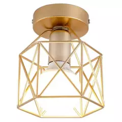 HOME NEAT - Lámpara de techo Vintage de jaula de metal - Dorado