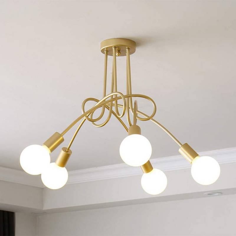 GENERICO - Home-neat lamparas de techo vintage diy de 5 lámparas color oro