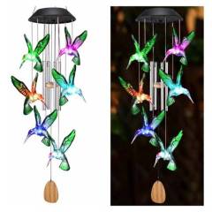 HOME NEAT - Lámpara de campanas de viento solar tubos de aluminio colibrí verde