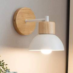 HOME NEAT - Luz lámpara de pared madera lámpara led pared de aluminio e27 blanco