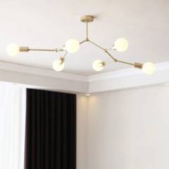 HOME NEAT - Lámpara de techo metálica de 6 focos estilo araña - Dorado