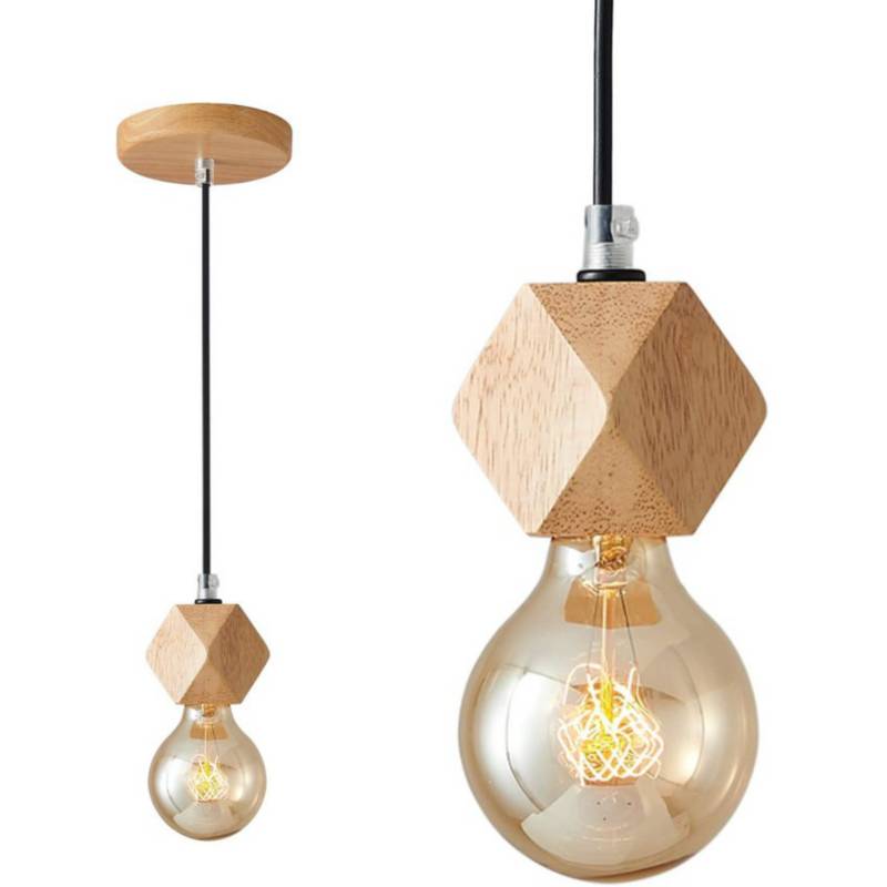 Luces colgantes de madera nórdica, lámpara LED moderna Vintage