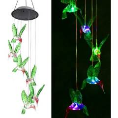 HOME NEAT - Lámpara de campanas de viento solar que cambian de color colibrí