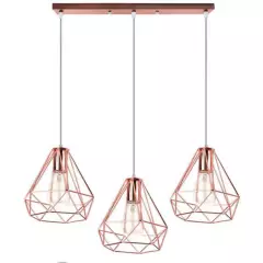 HOME NEAT - Lámpara colgante de techo diamante 3-cabezas Moderno Oro Rosa