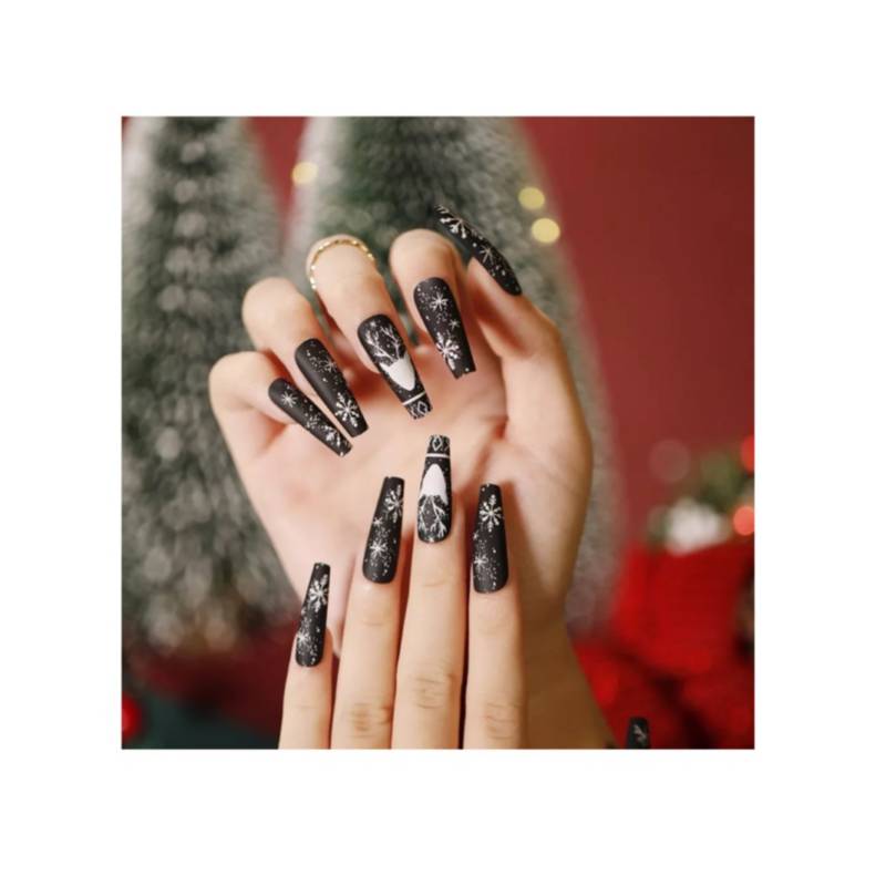 GENERICO Press On Manicure Kit Uñas Postizas Con Diseños Navidad N14 |  