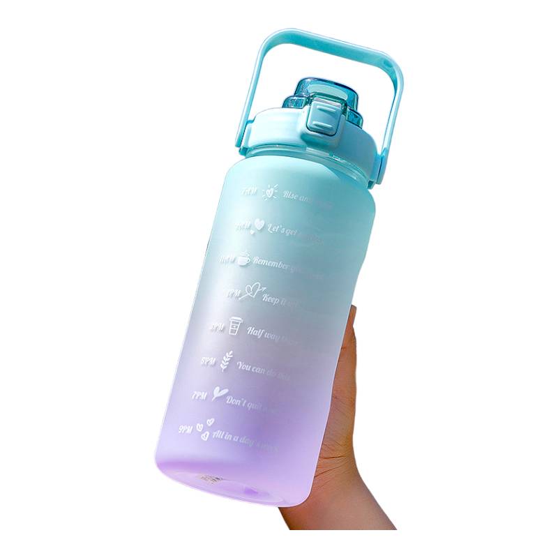 CRUSEC Botella De Agua De 2 Litros Con Pajita Fitness Azul