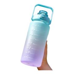 CRUSEC - Botella De Agua De 2 Litros Con Pajita Fitness Azul
