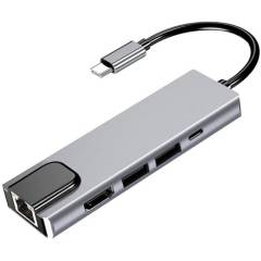 GENERICO - Adaptador HUB USB tipo C a Multi USB 3.0 adaptador HDMI Ethernet Lan Rj45