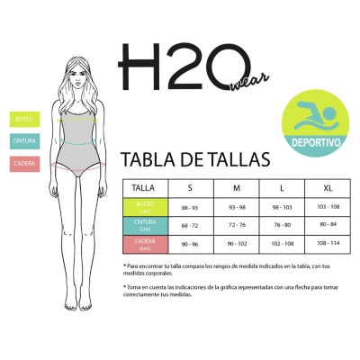H2O WEAR Traje de Baño Deportivo Mujer H2O Wear Negro Azabache.