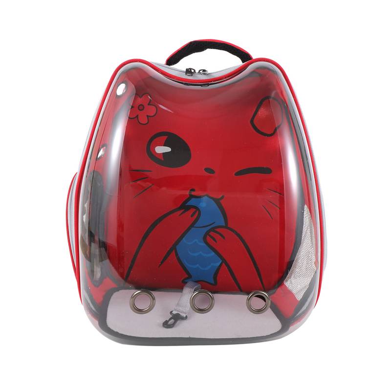 GENERICO - Mochila Transportadora Transparente Rojo Diseño de Gato