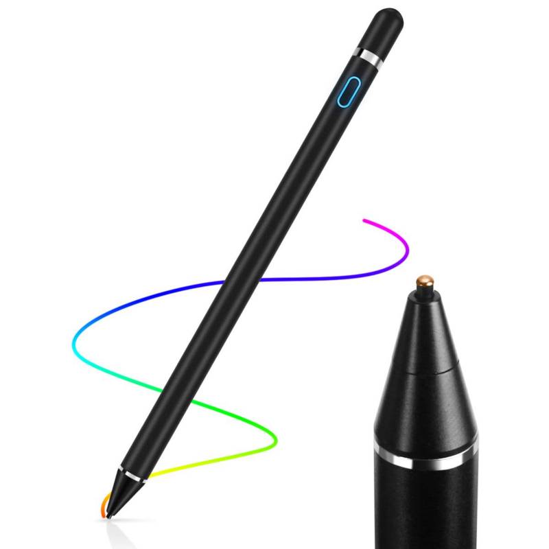 GENERICO - Lapiz Táctil Recargable USB Universal Stylus Pen Negro