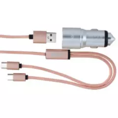 KLEE - Cargador Auto Dual USB  Cable USB Doble Tipo C