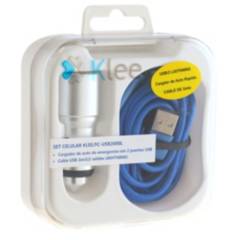 KLEE - Cargador Auto Dual USB  Cable USB Doble Lightning