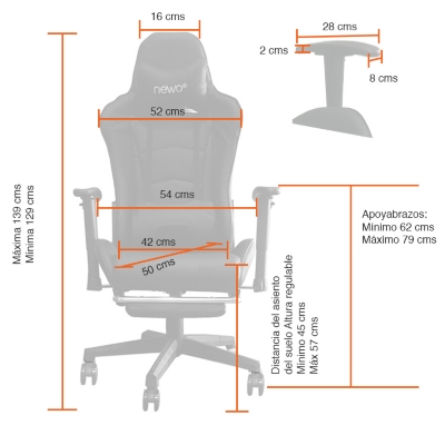 SILLA GAMER CON REPOSAPIÉS ROSA 61199 – Element Design Cl