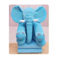 UNIVERSAL - Peluche de apego elefante para bebés 40cm con manta azul