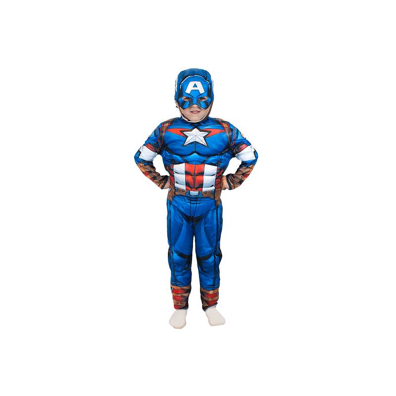 MARVEL - Disfraz Capitan America con Musculos Talla 4-6 años