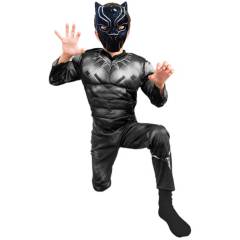 MARVEL - Disfraz Black Panther Pantera Negra Musculos Talla 4-6 años