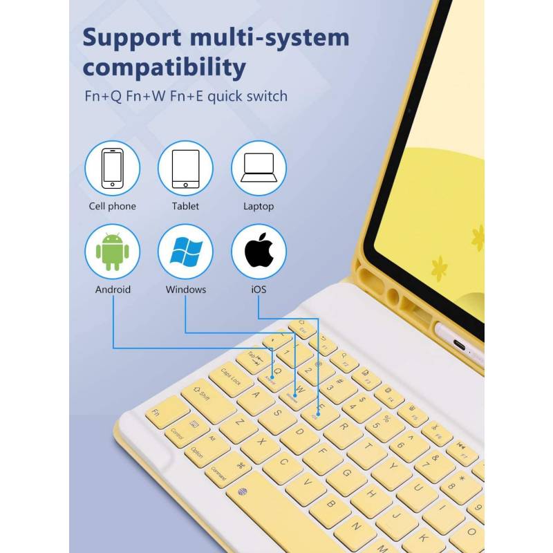 GENERICO Funda con teclado en español y Mouse para iPad 9, 8 o 7