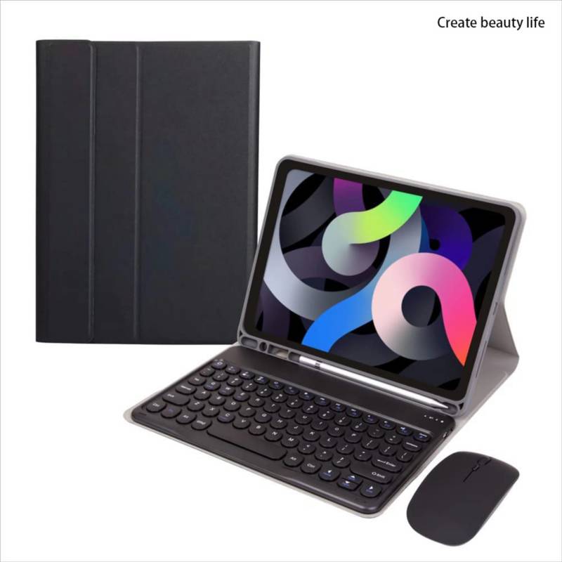 GENERICO - Funda con teclado en español y Mouse para iPad 9 8 o 7 10.2" - Negro