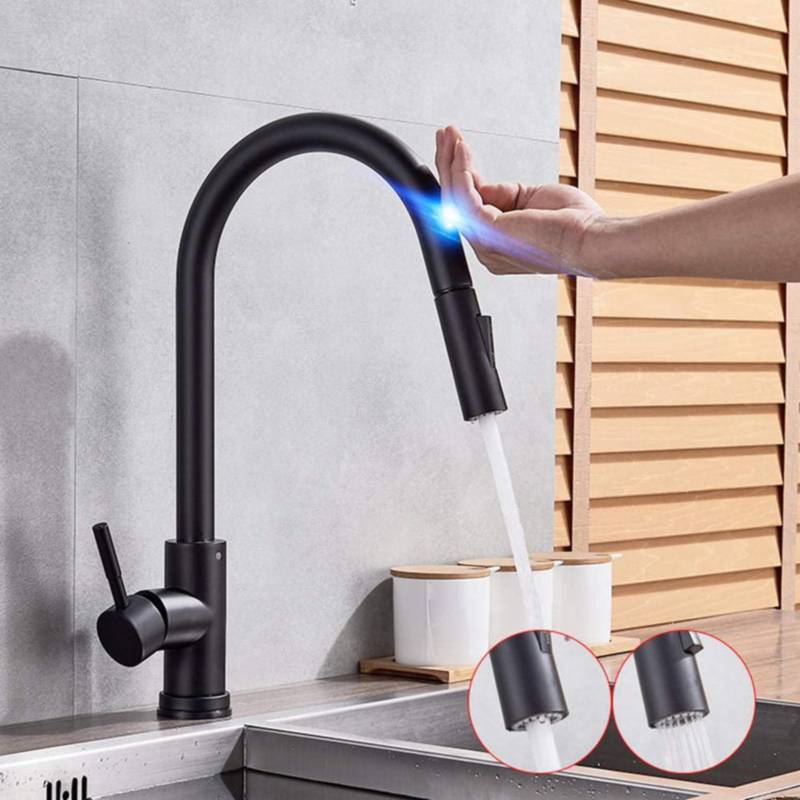 Grifo de cocina sin contacto con rociador extraíble, grifo de cocina con  sensor de movimiento con dispensador de jabón de cocina, grifo de cocina