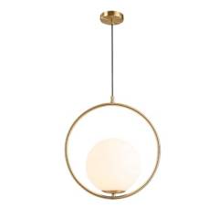 GENERICO - Lámpara colgante de madera cristal-oro