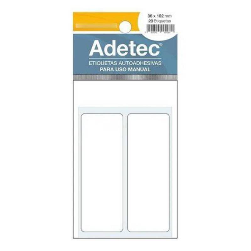 ADETEC - 720 Etiquetas Manual Adetec Rectangular Blanca 8x12 Mm