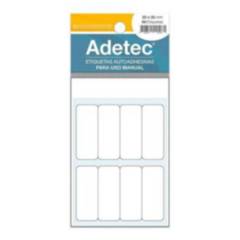 ADETEC - 80 Etiquetas Manual Adetec Rectangular Blanca 20x50 Mm