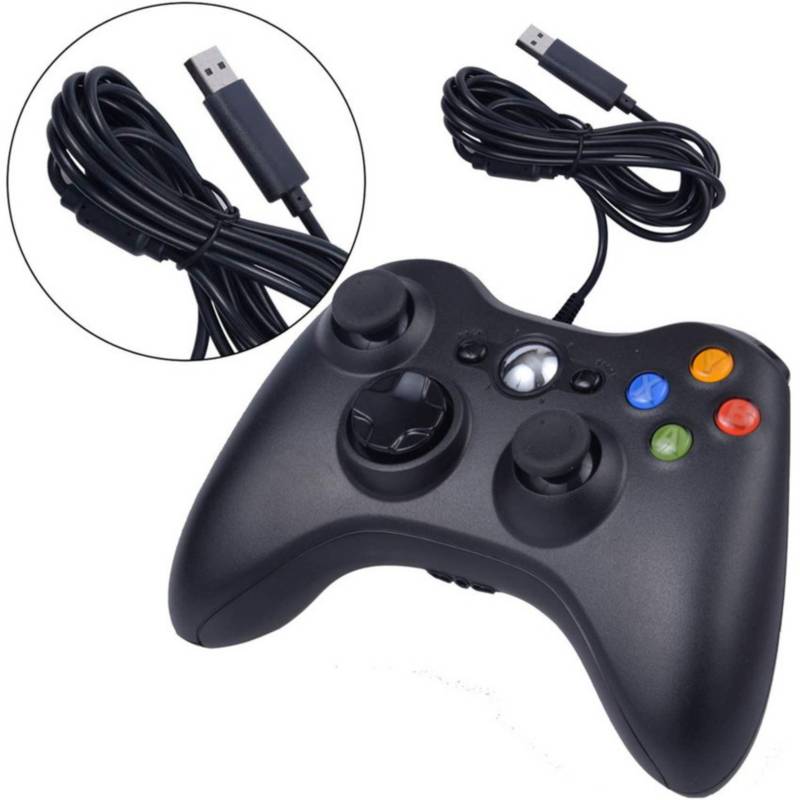 GENERICO Mando para Xbox 360 con cable, alta calidad Negro